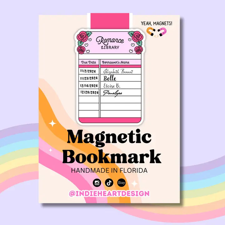 Romance Library Card Magnetic Bookmark
