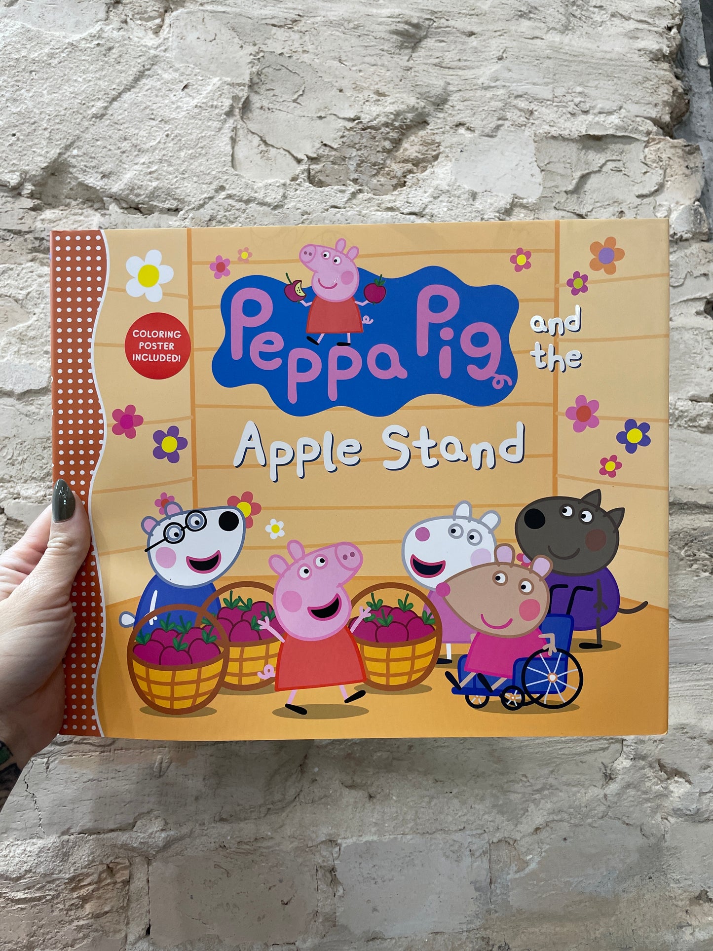 Peppa pig and the apple stand