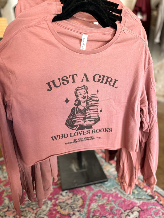Just a girl who loves books cropped long sleeve