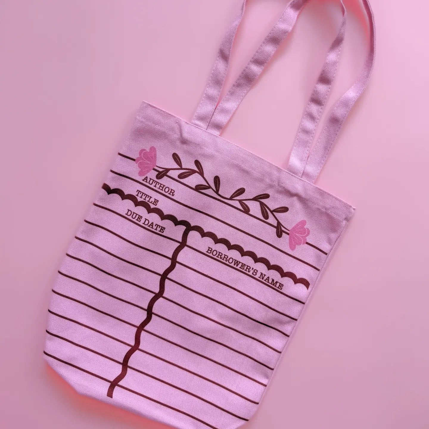 Pink Bookish Canvas Totes | Reading List | Library Card