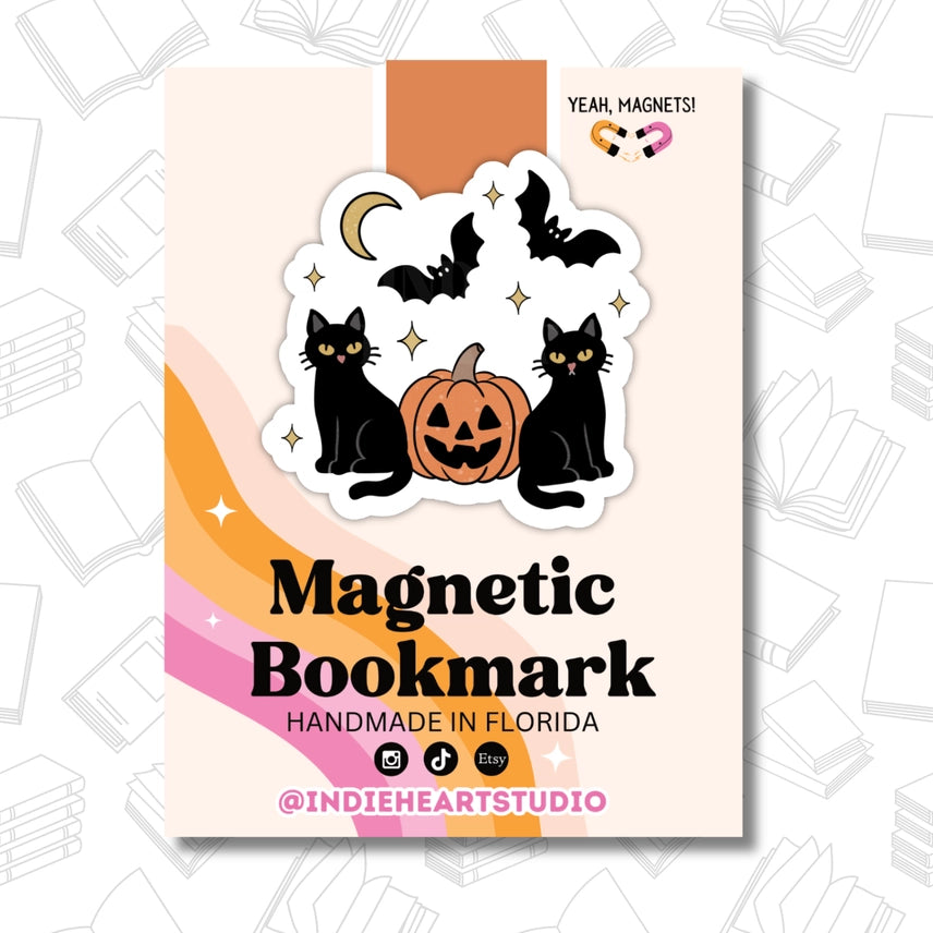 Vintage Black Cats Magnetic Bookmark