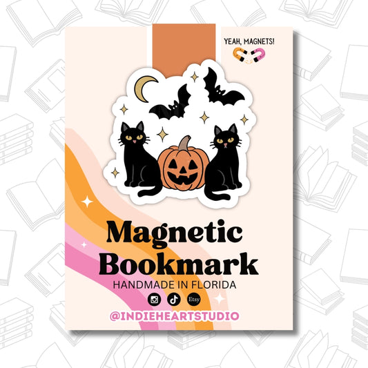 Vintage Black Cats Magnetic Bookmark