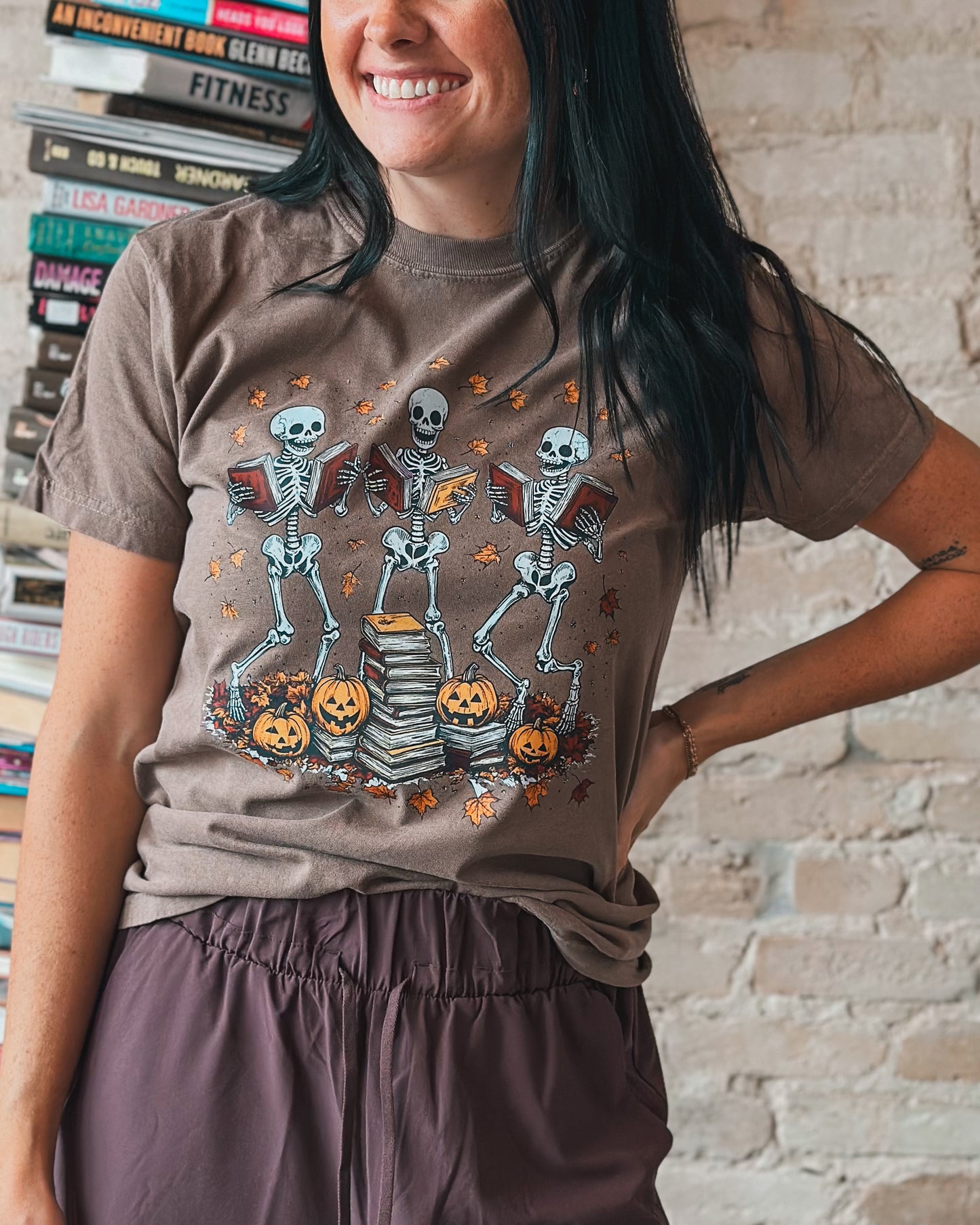 Skeleton Reading Books T Shirt