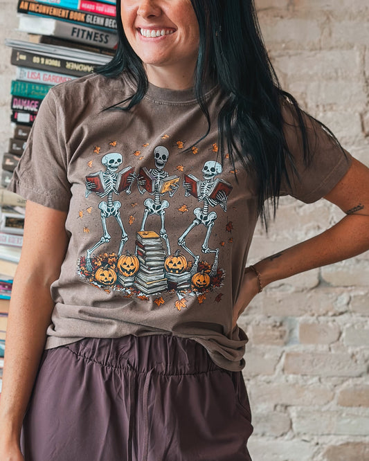 Skeleton Reading Books T Shirt