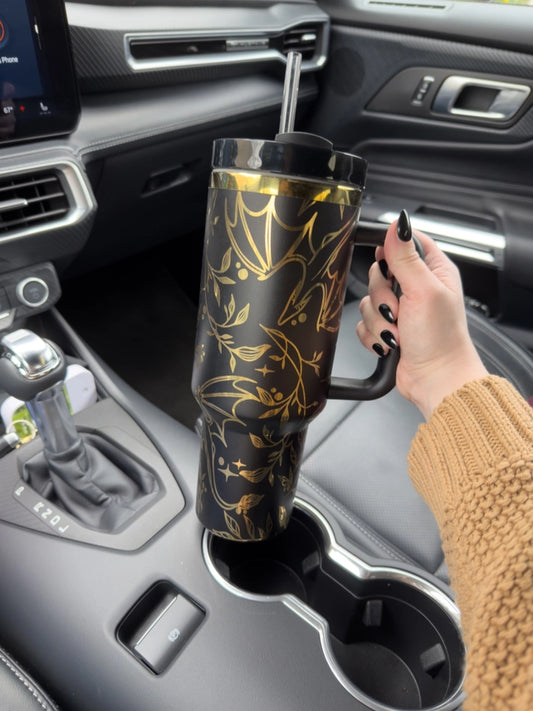 Engraved Gold Dragons Bookish 40oz Tumbler