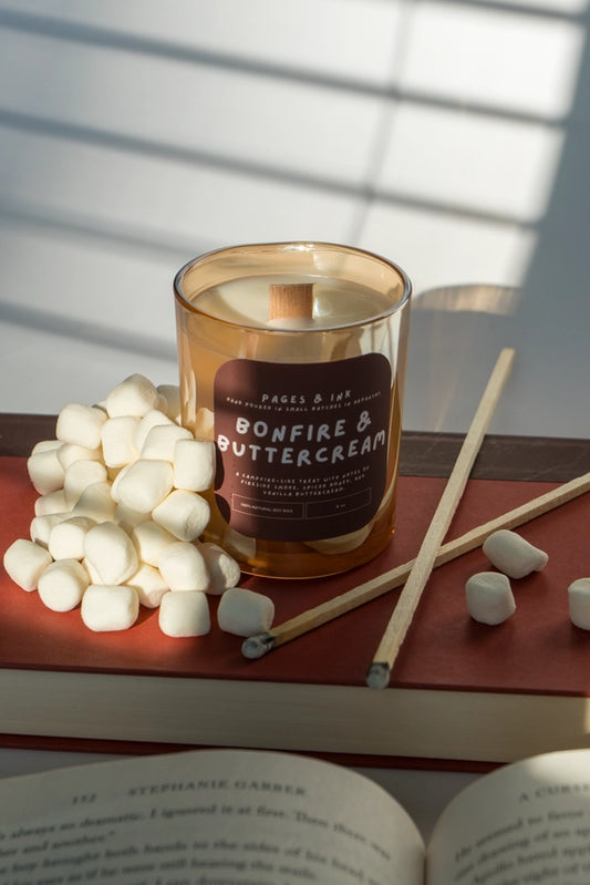 Bonfire & Buttercream Bookish Candle