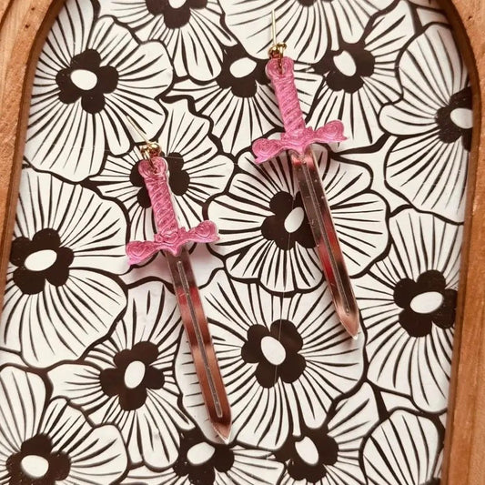 Pink Swords | Acrylic Earrings