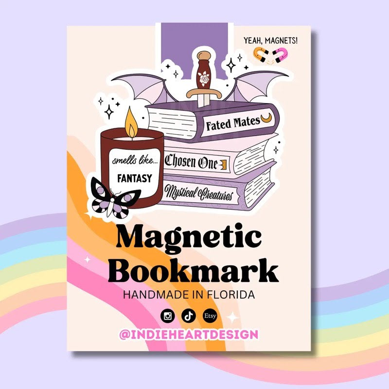 Fantasy Reader Book Stack Magnetic Bookmark