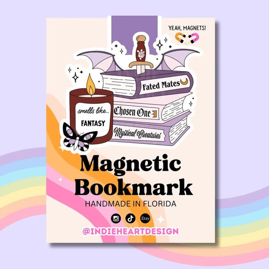 Fantasy Reader Book Stack Magnetic Bookmark