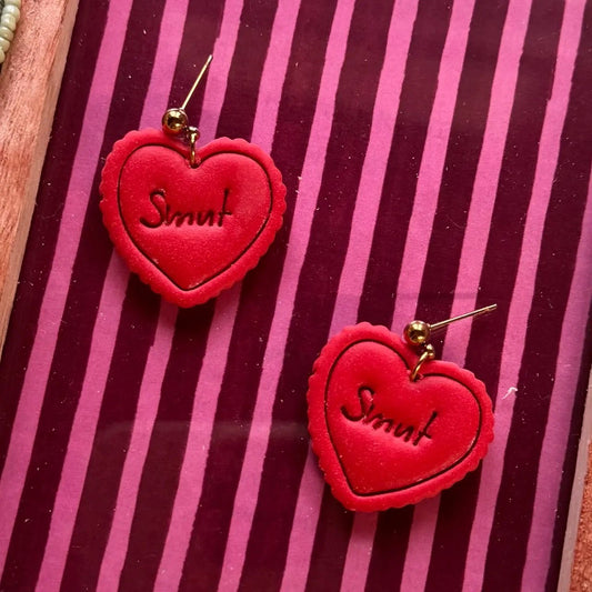 Red Smut Hearts | Polymer Clay Earrings