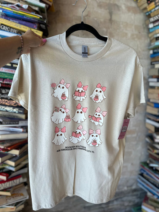 Pink Ghosts with Books T shirt