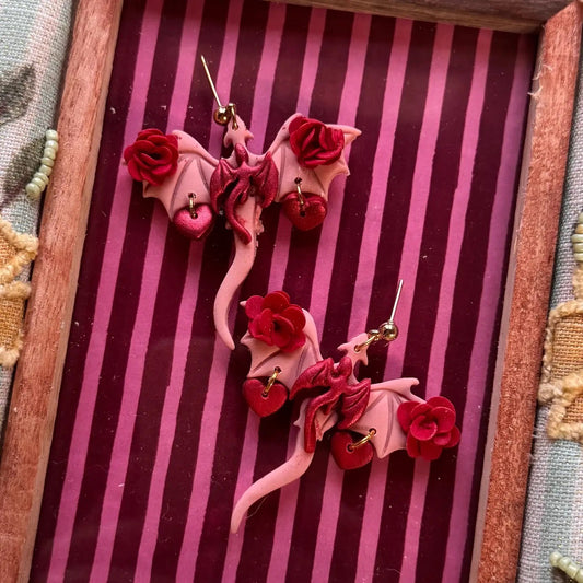 Romance Dragons | Polymer Clay Earrings