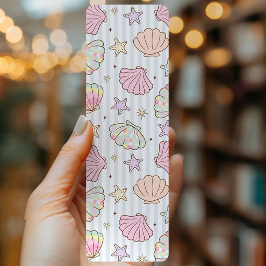 Pastel Rainbow Sea Shells Bookmark