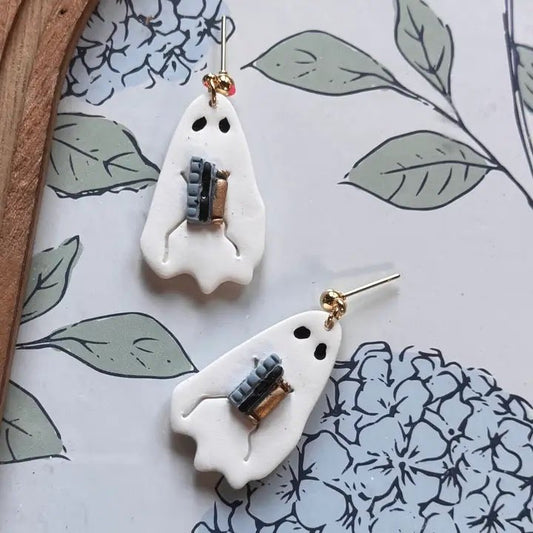 Ghosts Holding Books | Polymer Clay Earrings