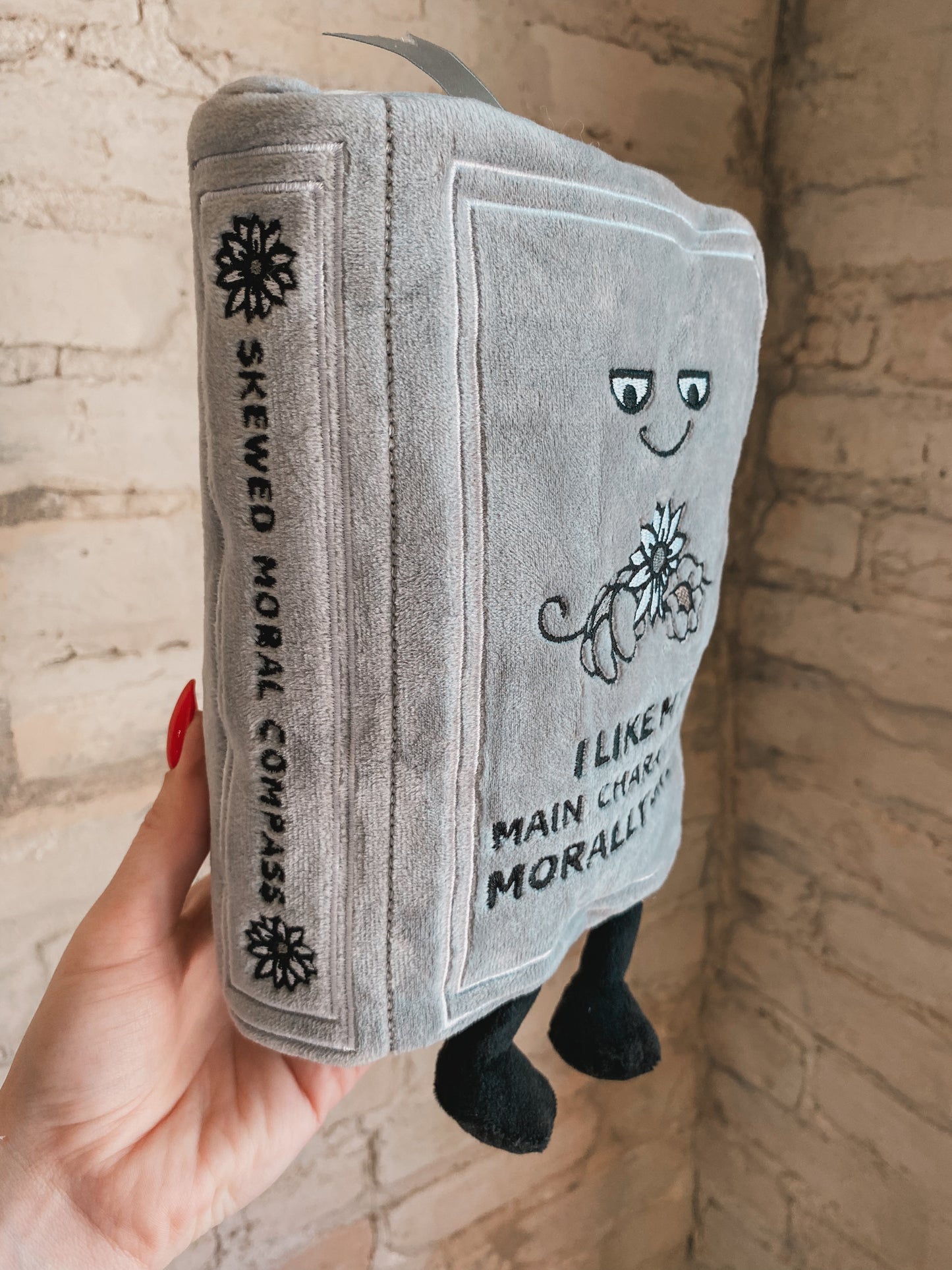 “I Like Main Characters Morally Grey” book plushie
