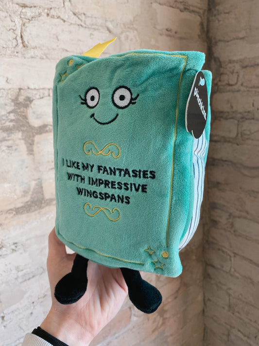 “I Like My Fantasies With Impressive Wingspans” book plushie