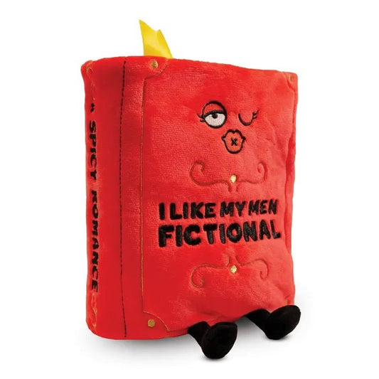 “I Like My Men Fictional” book plushie