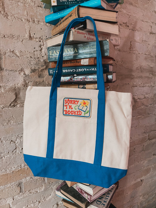 Sorry I’m Booked (blue tote bag)