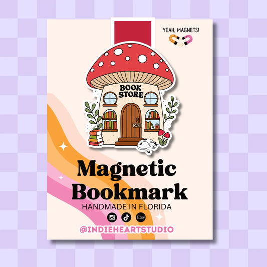 Cottagecore Mushroom Bookstore | Magnetic Bookmark