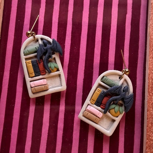 Dragon Bookshelfs | Polymer Clay Earrings