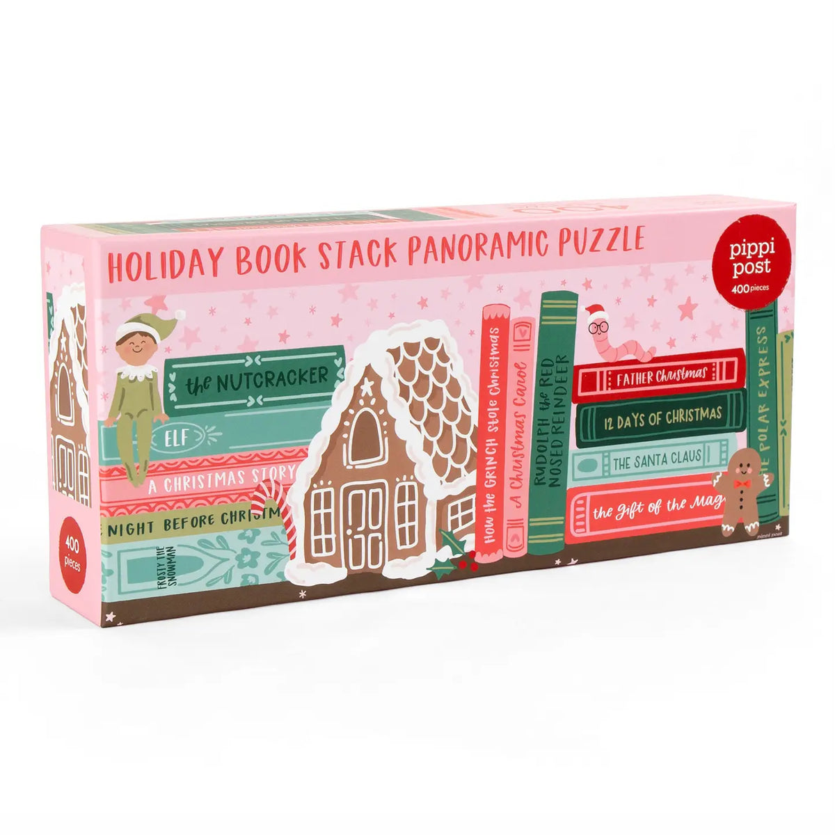 Holiday Bookshelf - 400 Piece Panoramic Jigsaw Puzzle