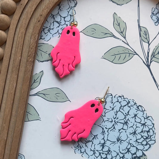 Hot Pink Sheets Ghosts | Polymer Clay Earrings