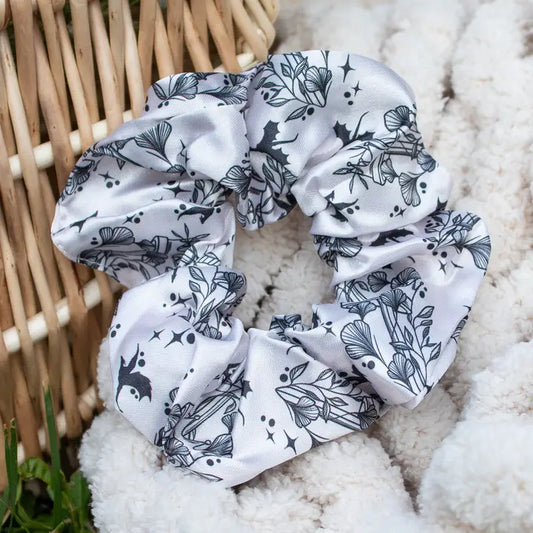 Bookish Satin Scrunchie | Ivory Swords