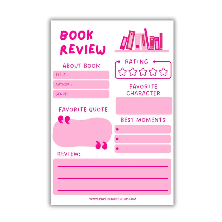 Book Review Pad - Pink